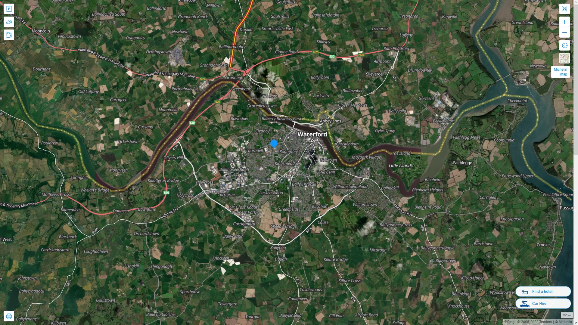 Waterford Highway and Road Map with Satellite View